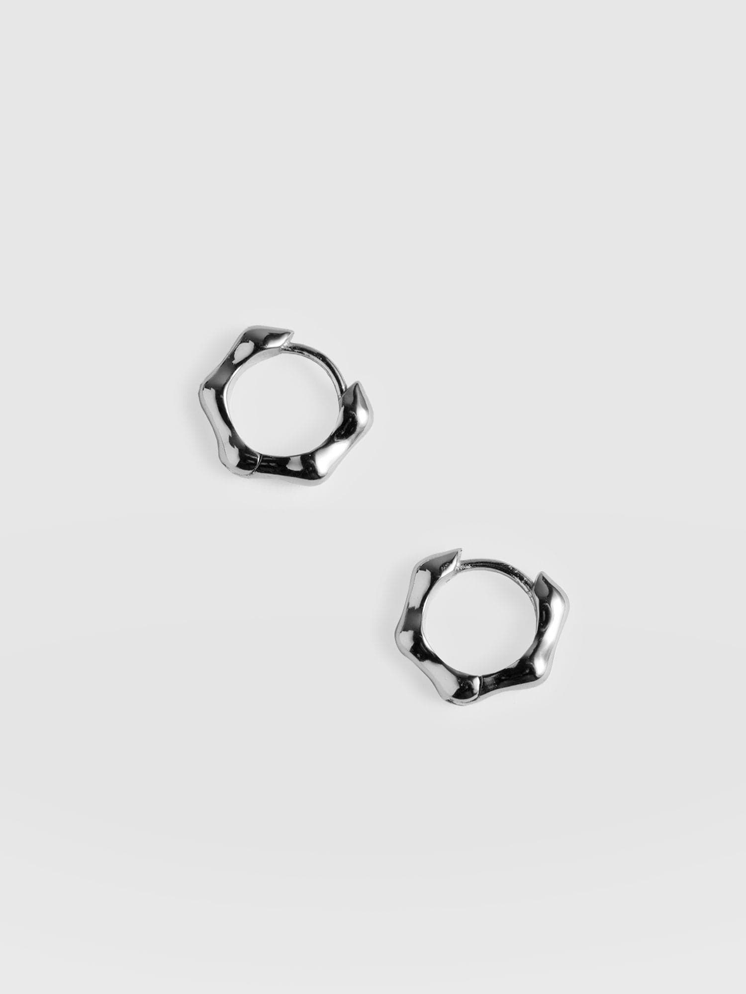 Bamboo Huggie Earrings Silver - Women's Jewellery | Saint + Sofia® USA